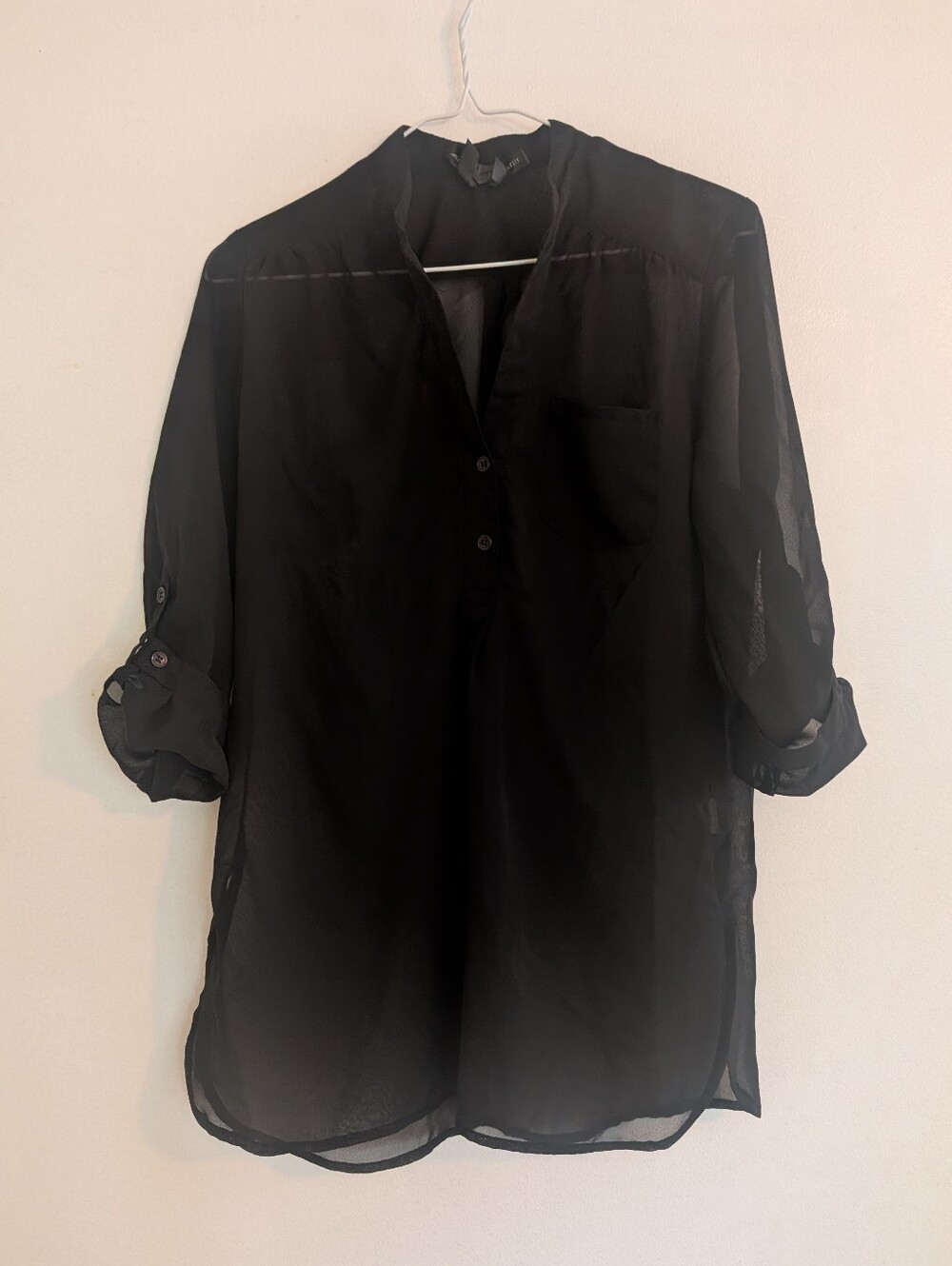 Ali & Kris Black Sheer Button-Down Tunic
